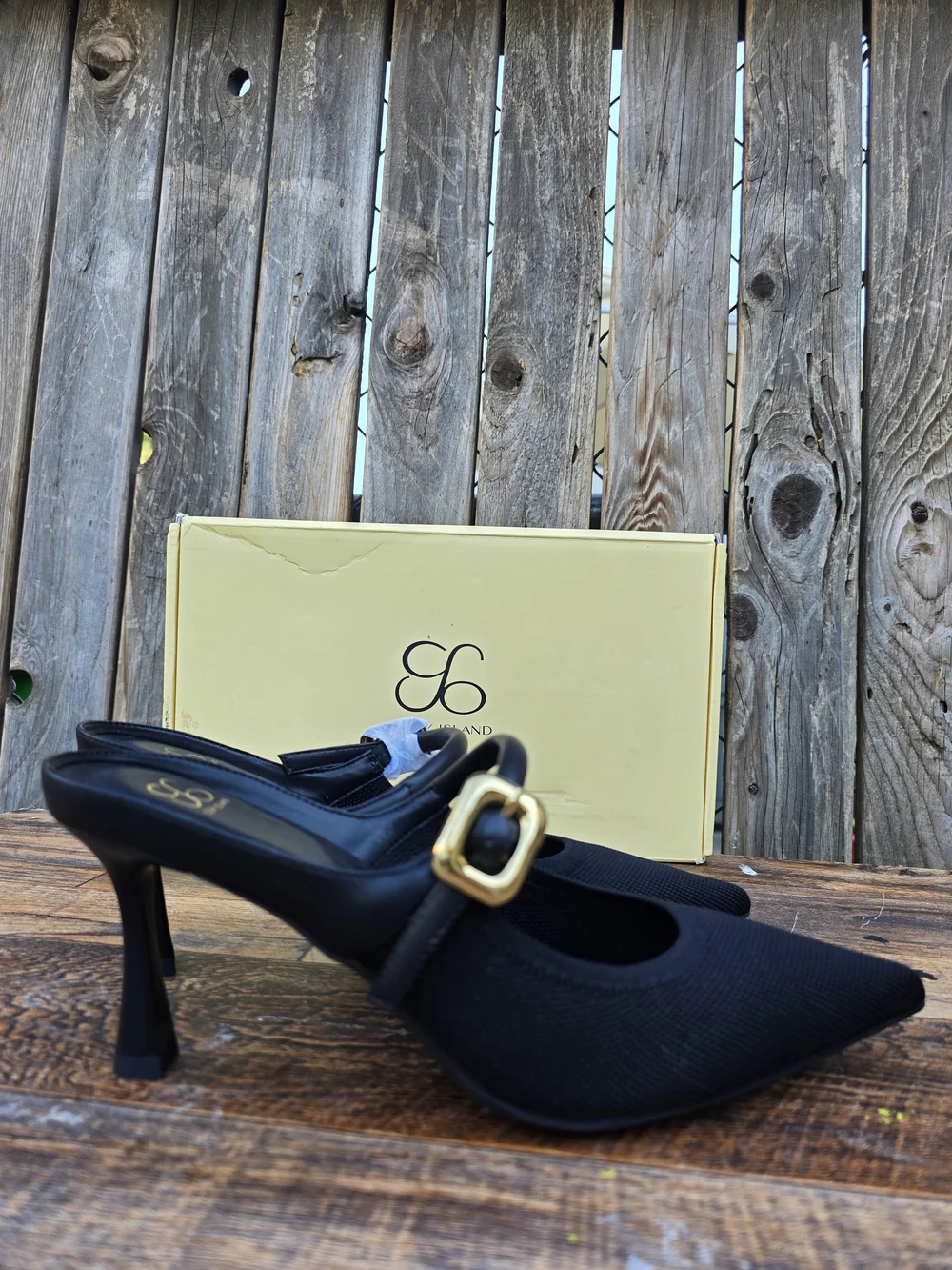 Cozy Island GraceLihte Black Mesh Pointed Toe Mule Heels Size 7.5 - Picture 10 of 13